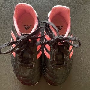 Toddler girl, Black and pink Adidas, soccer shoes. Size 10